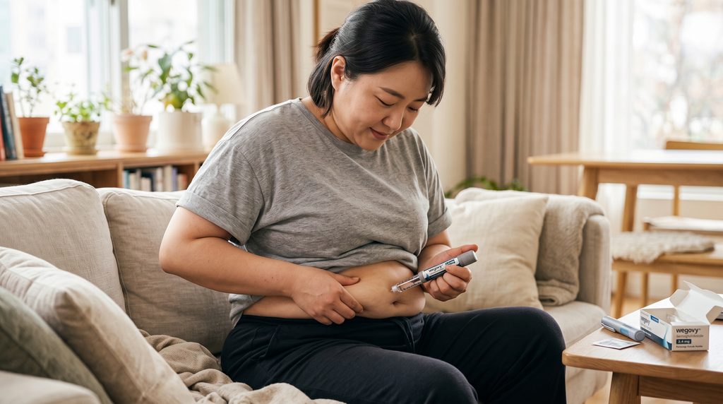 woman inject drug for  diet