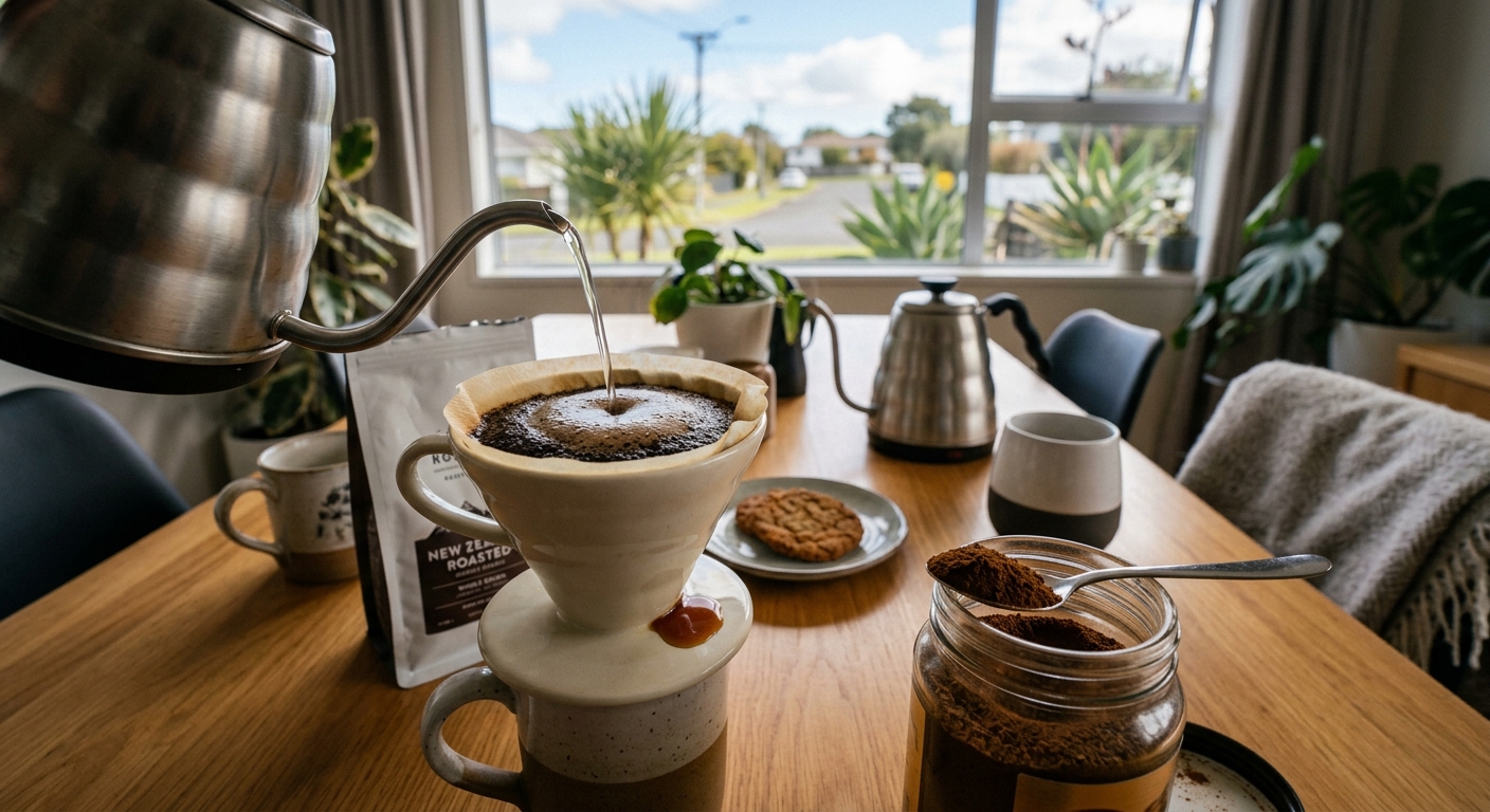 drip coffee and instant coffee on the table