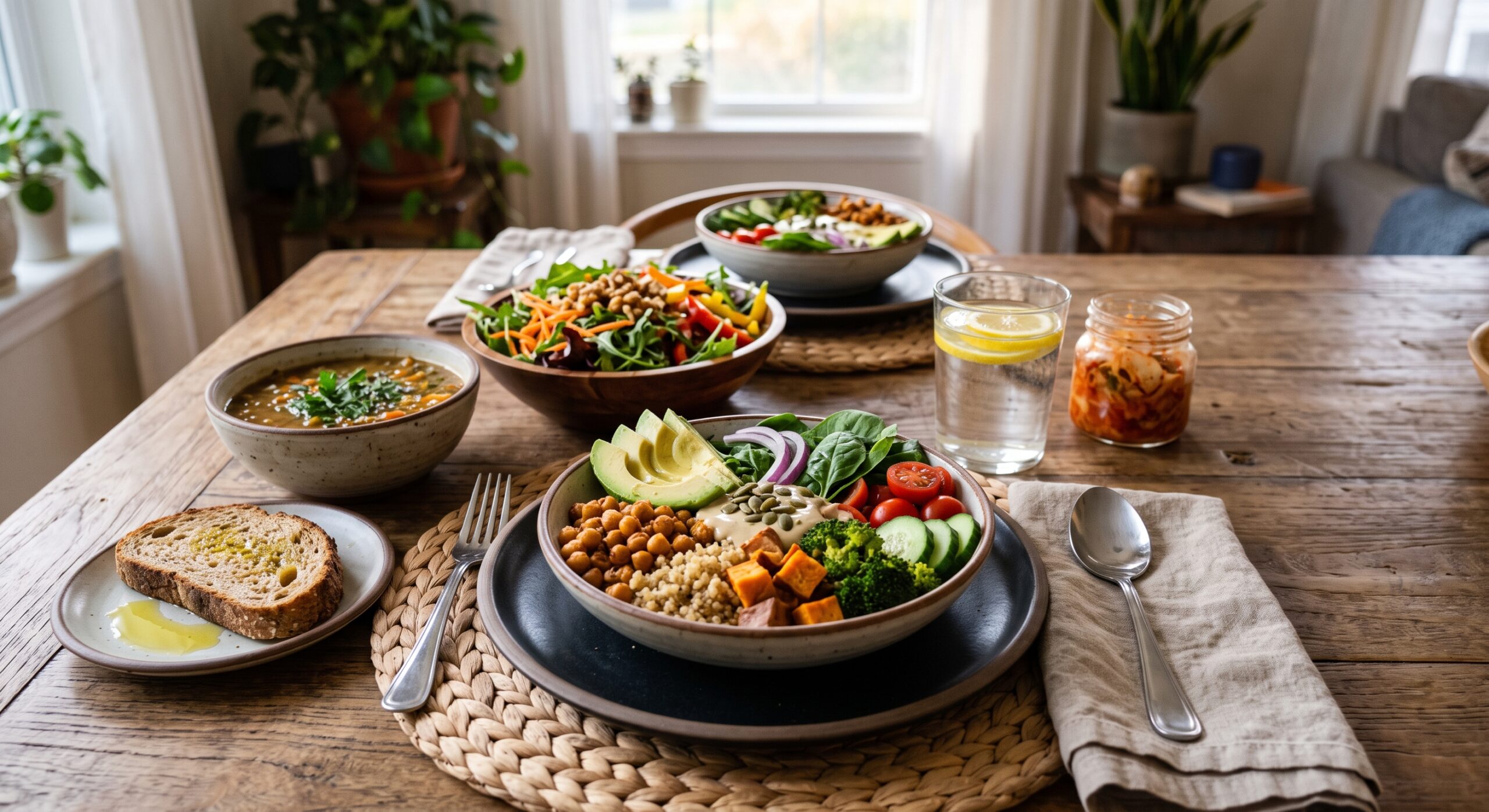Plant-based-healthy-foods-on table