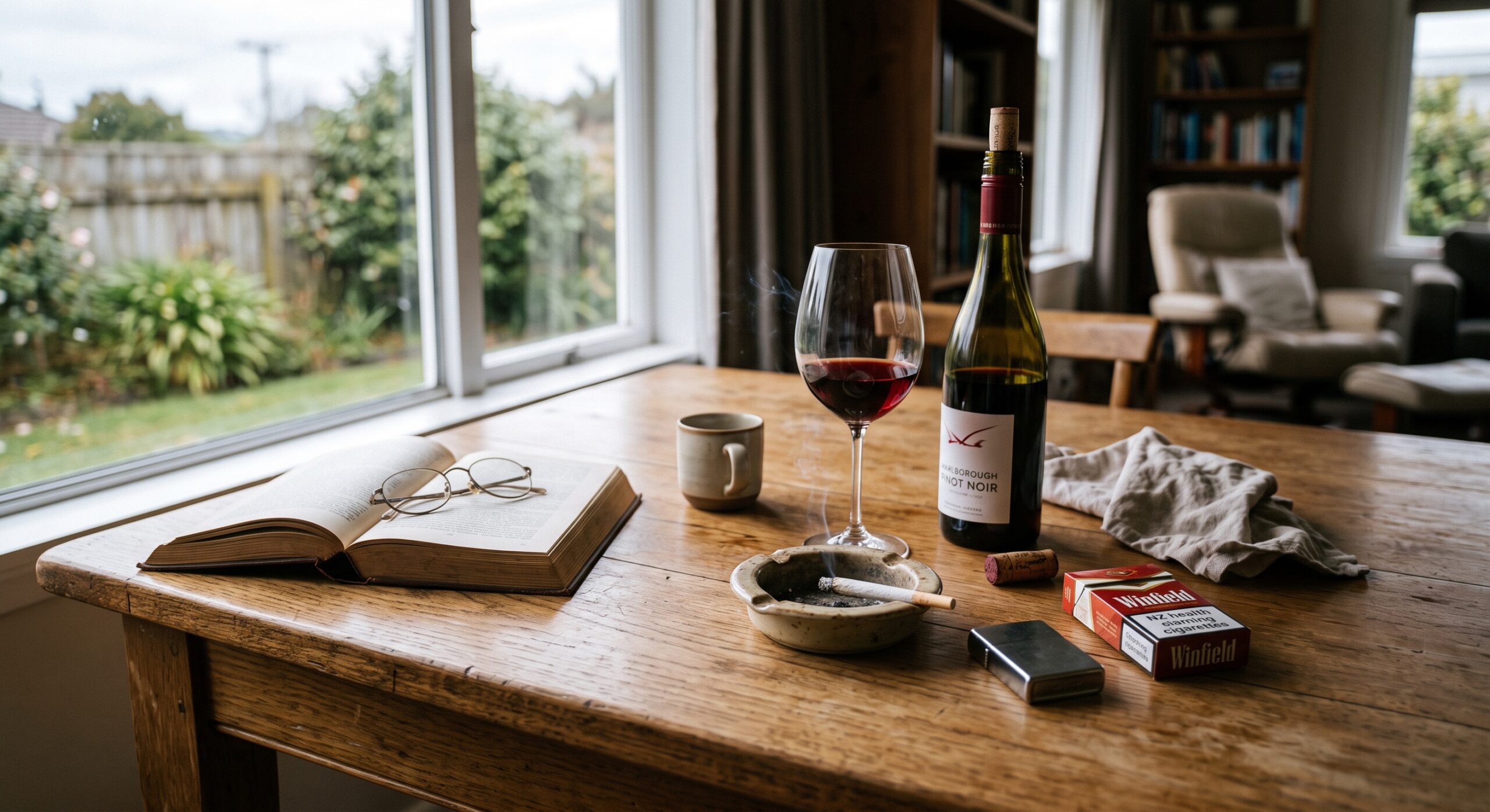 wine cigarette on table